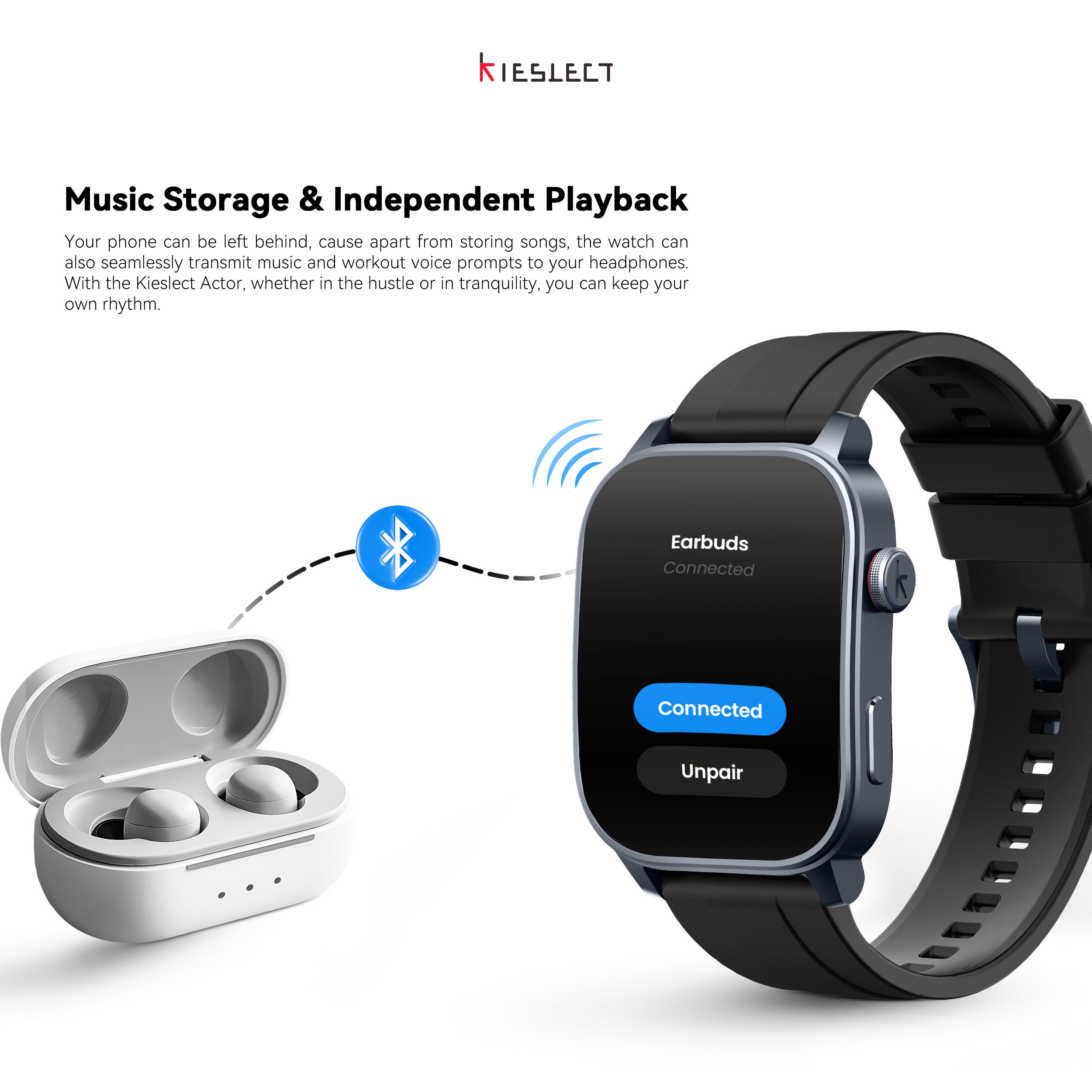 Kieslect Smart Calling Watch Ks 3 GPS Positioning 5ATM Waterproof + NYLON SILICONE 22 MM