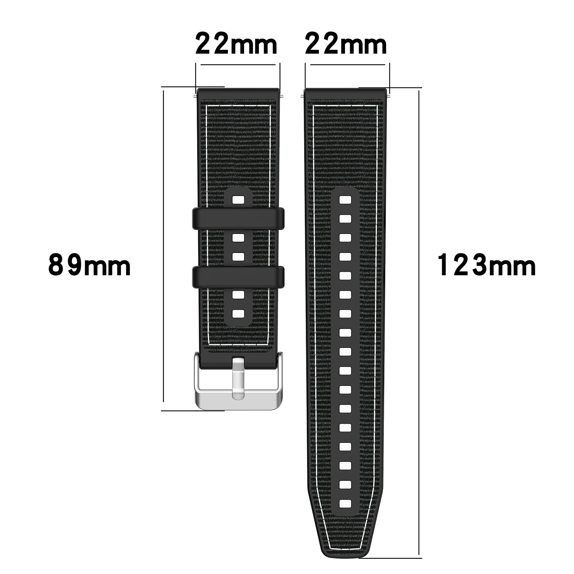 Strap Nylon Silicone Noir