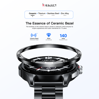 Kieslect Actor Leading Smartwatch with GPS+5ATM and Stunning Ceramic Bezel double Strap