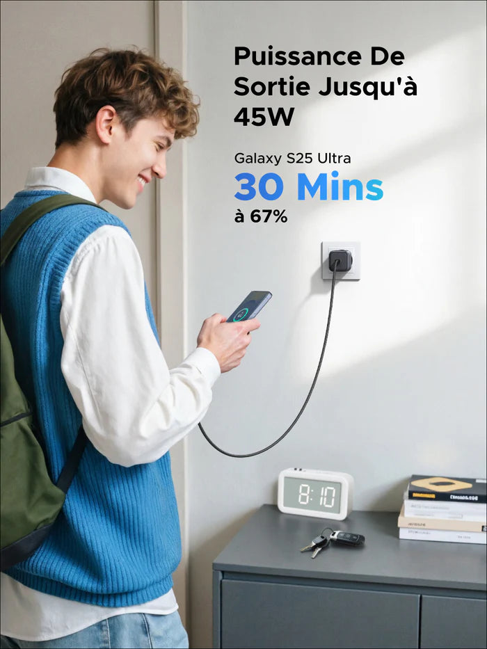 UGREEN   GaN   45W   Chargeur   rapide   USB-C   +   Câble   100w