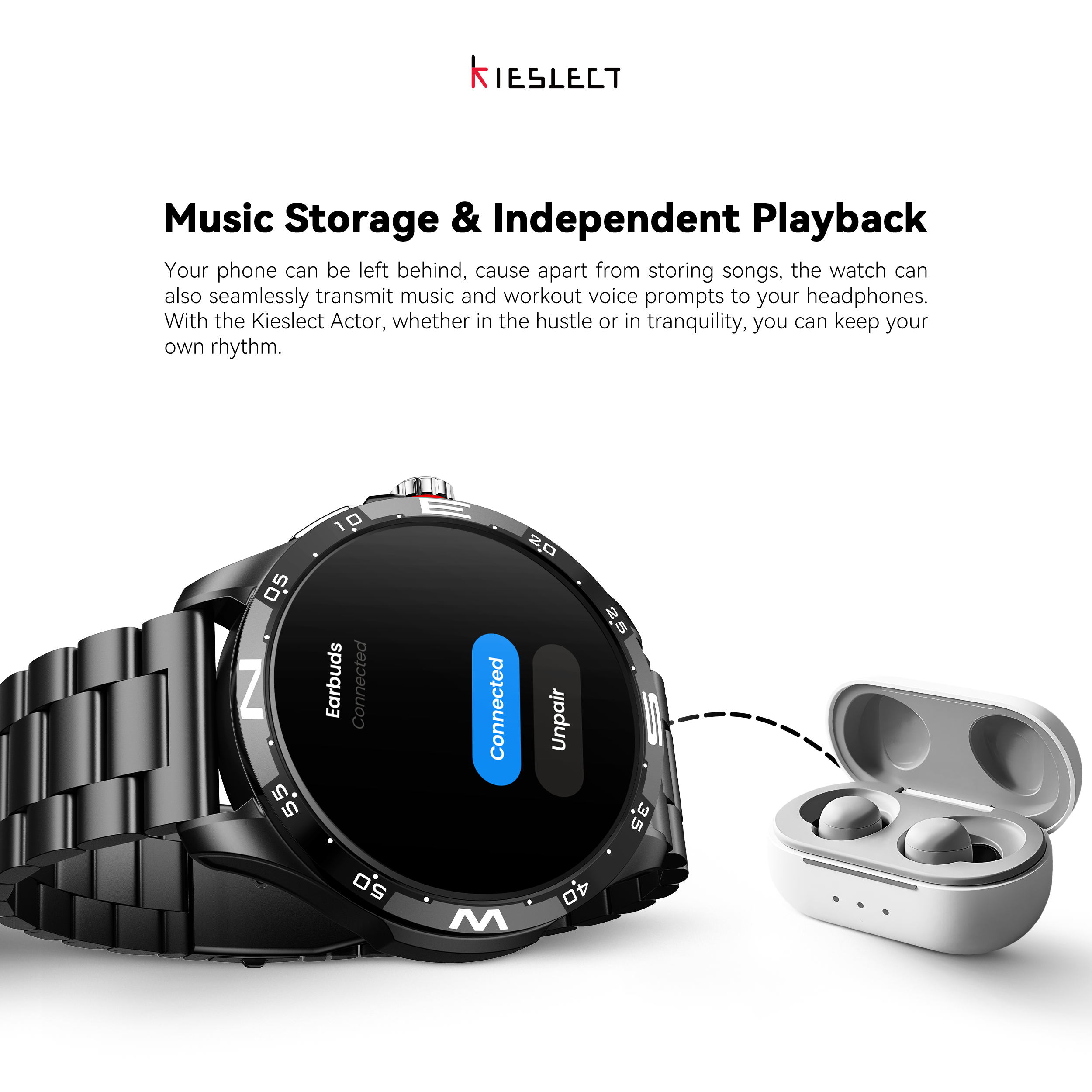 Kieslect Actor Leading Smartwatch with GPS+5ATM and Stunning Ceramic Bezel double Strap