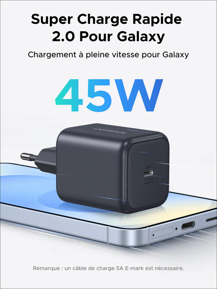 UGREEN   GaN   45W   Chargeur   rapide   USB-C   +   Câble   100w