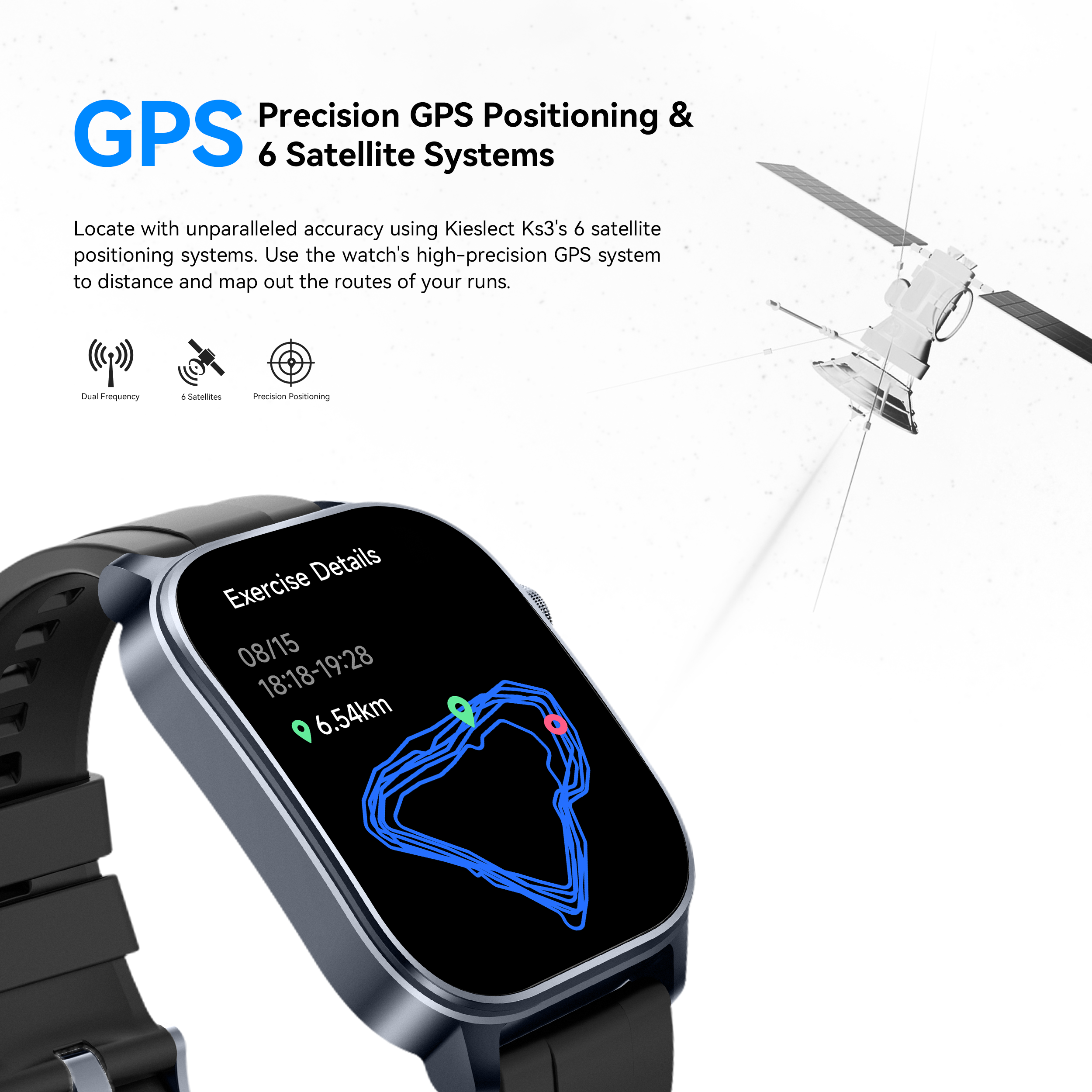 Kieslect Smart Calling Watch Ks 3 GPS Positioning 5ATM Waterproof + NYLON SILICONE 22 MM
