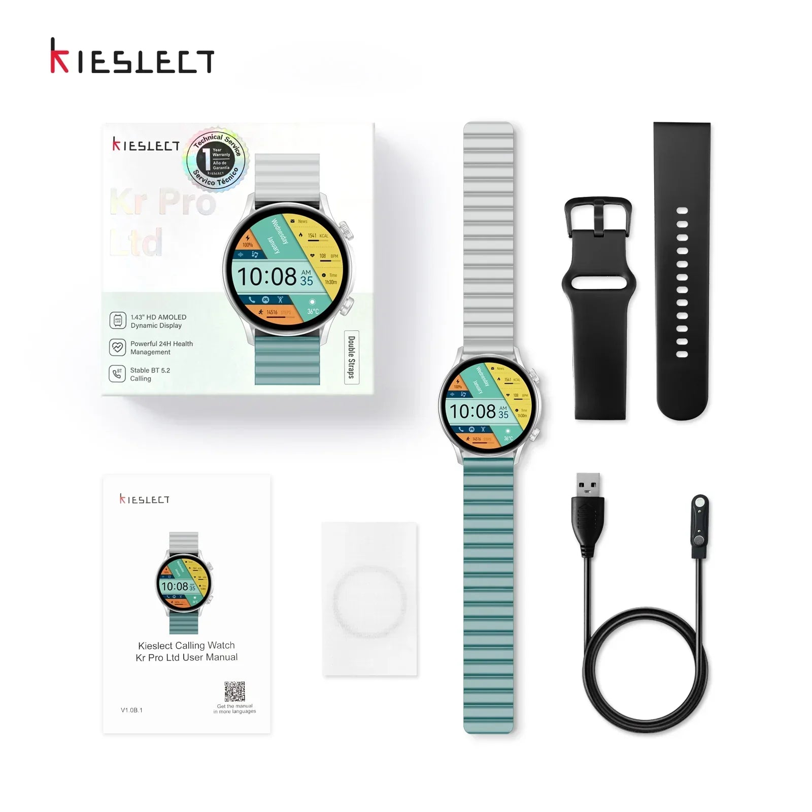 Kieslect Smart Calling Watch Kr Pro Limited Edition Double strap