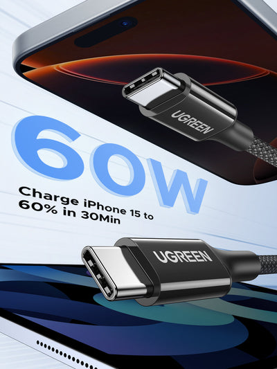 USB-C to USB-C PD Fast Charging braide Cable 60w  3A Max 1m