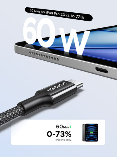 USB-C to USB-C PD Fast Charging braide Cable 60w  3A Max 1m