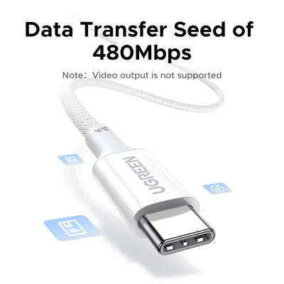 UGREEN 100W USB Type C  to USB C PD Fast Charging Braid cable 5A Max 1m