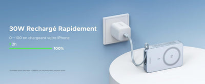 UGREEN MagFlow Batterie Externe Magnétique Sans Fil (10000mAh, Qi2 25W, Compatible MagSafe)