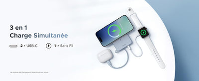 UGREEN MagFlow Batterie Externe Magnétique Sans Fil (10000mAh, Qi2 25W, Compatible MagSafe)